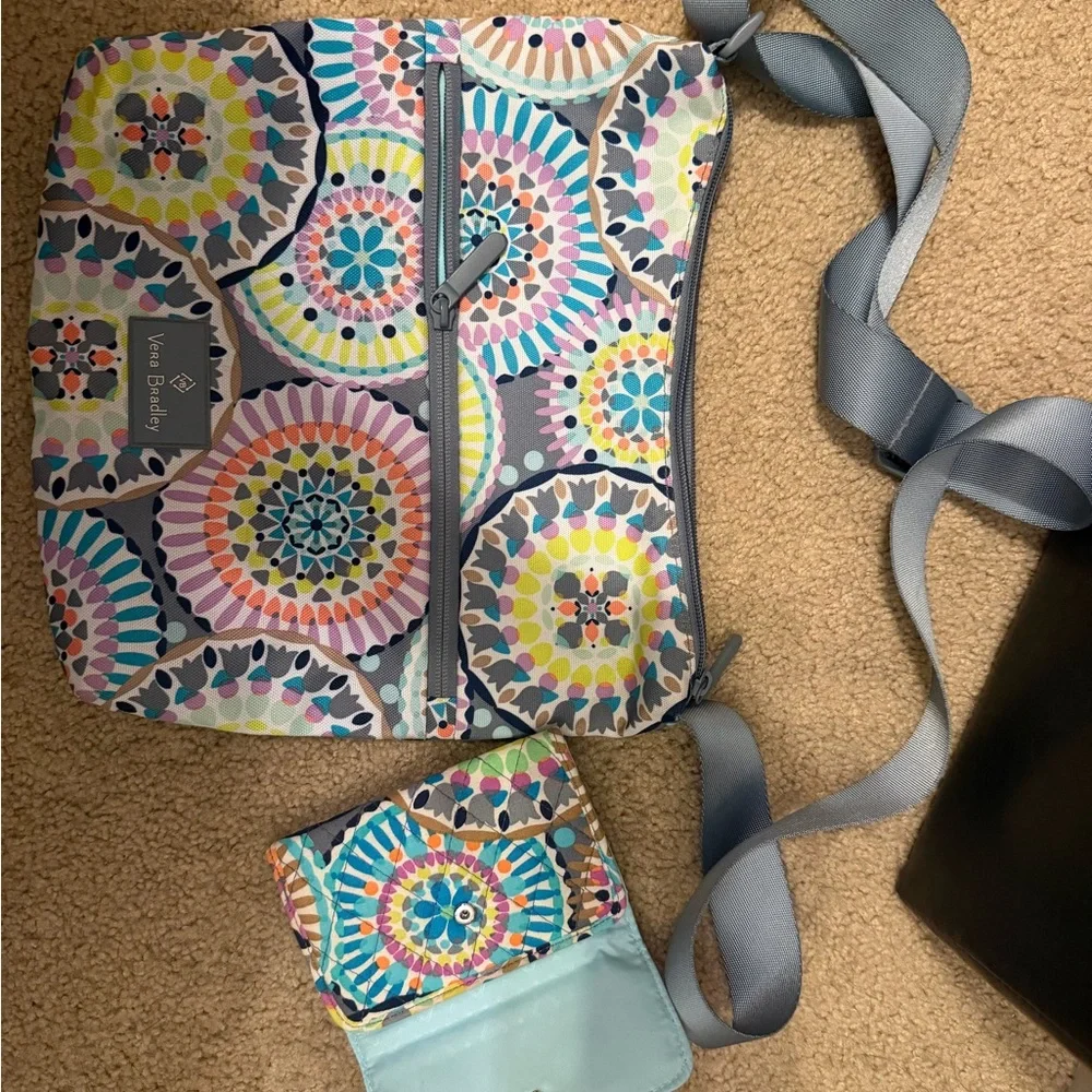 Vera Bradley Gray and Multicolor Mandala Bag with wallet - Picture 2 of 4